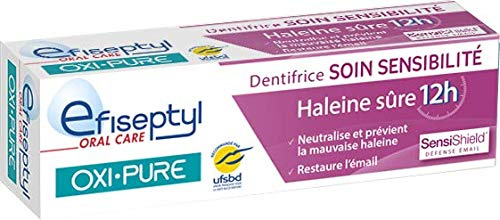 Efiseptyl - Dentifrice Sensibilité Oxi-Pure - Haleine Fraîche 12 Heures - Efficacité Immédiate - Testée Cliniquement - 75 ml