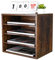 PAG 4 Fächer Einstellbar Schreibtisch Organizer Holz, Ablagefächer Stapelbar Dokumentenablage Holz,Desktop-Datei Mail Sortiermaschine,Antik Braun