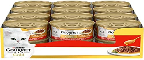 GOURMET Gold Delizie in Salsa Cibo Umido per Gatti Adulti Filettini con Manzo 24 Lattine da 85g