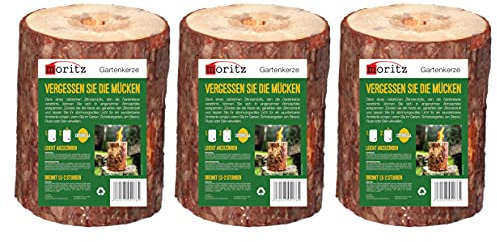 Moritz 3 Stück Schwedenfeuer Finnenfackel Naturholz Gartenfackel Leuchtfeuer für Garten Outdoor