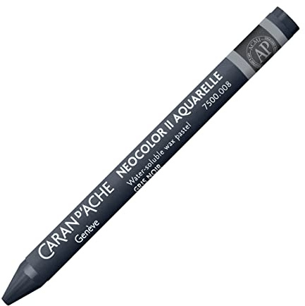Caran d'Ache NEOCOLOR II 008 gris grisáceo/negro (7500.008) / Pastel 10 unidades (1er Pack)/ de cera soluble en agua/para papel, cartón, vidrio, madera, piel, tela piedra