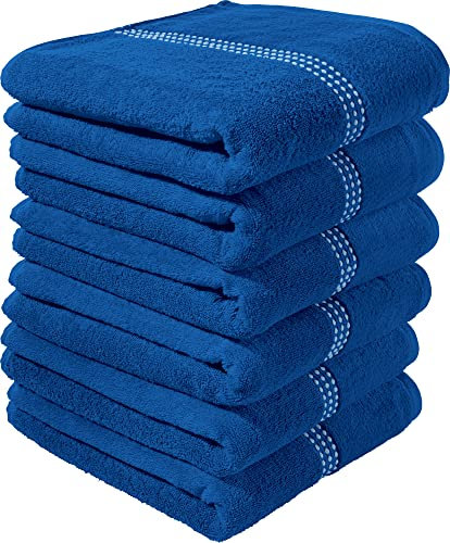 Erwin Müller Walk-Frottier Handtuch 6er-Pack Mannheim Uni Royalblau Größe 50x100 cm - schnell trocknend und extra saugstark, praktisch durch beidseitige Schlaufen, 100% Baumwolle