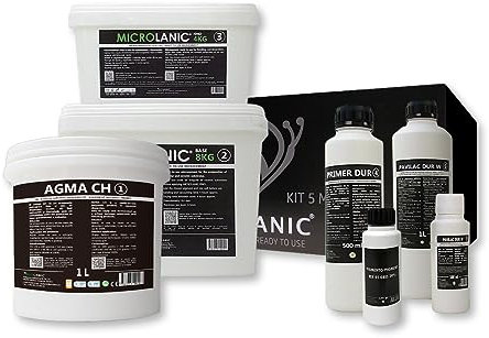 MICROLANIC - Kit Beton Ciré 5M² Prêt à l'Emploi pour Murs et Sols sur Mortiers, Gotelé, etc. SAR Supports absorbants robustes. Couleur (SAHARA)