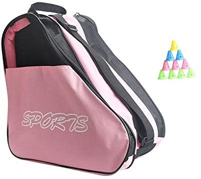 Harilla Schlittschuh- und Inline-Skate-Tasche, große Aufbewahrungstasche für Schlittschuhe, Rollschuhe, Inline-Skates-Zubehör, ROSA