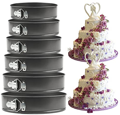 ZEONHEI 6 Sizes Round Cake Tins Set, Springform Cake Tins with Removable Bottom, Non Stick Baking Tins, Cheesecake Pan Tins Leakproof Bakeware for Cakes and Cheesecake Baking