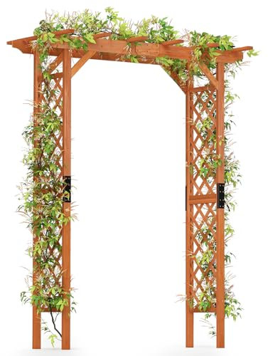 COSTWAY Wooden Garden Arch, Large Rose Trellis Pergola Arbour, Climbing Plant Wood Archway for Party Ceremony Wedding Backyard Lawn Patio Courtyard (170 x 80 x 212 cm)