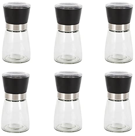 Moulin à épices, lot de 6 moulins à sel et poivre, moulin à café, sel et poivre, manuel en verre, pour cuisine