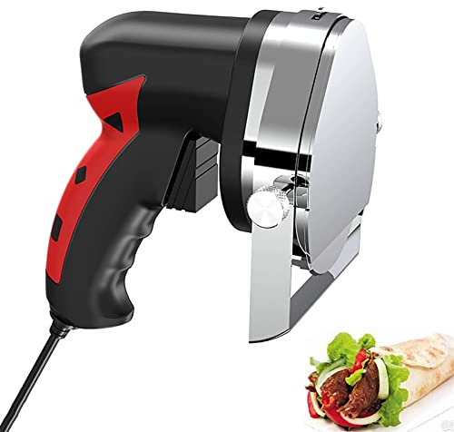 Trancheuse à Kebab commerciale, couteau à Kebab électrique Shawarma Doner, couteau de barbecue professionnel d'épaisseur réglable de 0 à 8 mm pour couper l'agneau de Kebab turc