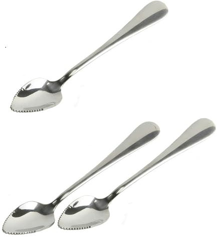 Grapefruit-Löffel, Edelstahl, Obstlöffel, Edelstahllöffel, gezackte Kante, Eiscreme, Schaber, Löffel für Obst, Dessert, Käse, Gemüse, Küchenwerkzeug mit Antihaftbeschichtung, 3 Stück