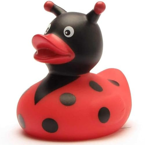 Patito chirriante mariquita, incluye llavero de goma en el set I L9 cm I pato de baño I regalo para amantes de los animales