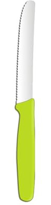 HENDI Couteau utilitaire, lame dentelée, couteau de cuisine universel, couteau de chef, couteau tout usage, 211x20x(H)10mm, inox, polypropylène, vert