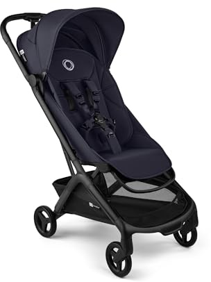 Bugaboo Butterfly 2 Lightweight Travel Stroller Cabin Size, One-Hand Fold Portable Pushchair, Baby Buggy with Reclining Seat, Storage Basket, Carry Strap – from 6 Months to 4 Years – Deep Indigo