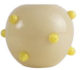 ByON Vaso Arlo – Vaso di design soffiato a bocca in vetro beige/giallo – Ø 30 x altezza 23 cm – decorazione fatta a mano con sfere di vetro – pezzo unico di Byon Studio, 5280608010