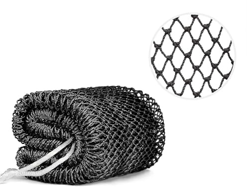 African Net Sponge Authentic, Extra Large Exfoliating Bath Sponge, Long Stretch Mesh Loofah for Shower Back Scrubber Washcloth(Black)
