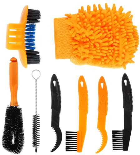 BELLIFFY 8 Pcs Bike Chain Cleaning Brush Set Tough Bristles Tire Sprocket Wheel Cleaner Kit for Motorcycles and Bicycles Maintenance