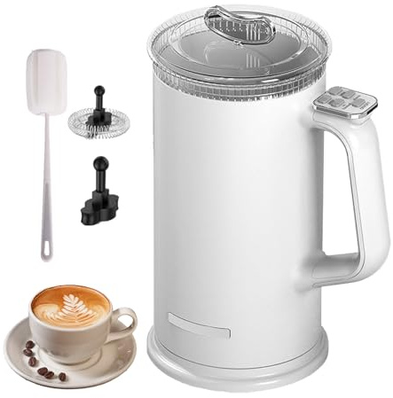 Elektrisk Mjölkskummare, 4-i-1 Bärbar Automatisk Mjölkångare Med Non-stick-beläggning, One-touch-drift, 500 Ml Varm- Och Kallskummaskin För Cappuccino, Latte, Macchiato white
