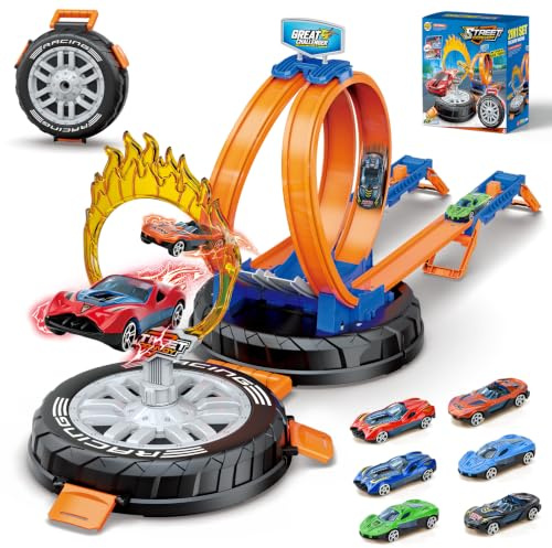 LTFIOON Circuit Voiture Enfant, Circuit de Voiture Transformable