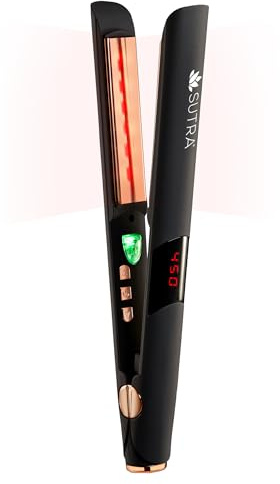 Sutra Professional IR2 Flat Iron, 1 - Ionic Infrared Hair Straightener with Adjustable Temperature, Auto Shut-Off & Swivel Cord - Straight Iron for Straightening Hair - Rose Gold Titanium Plate
