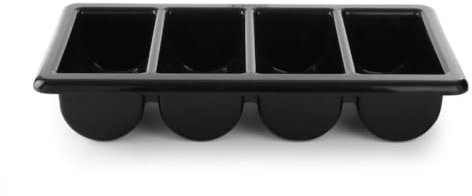 HENDI Besteckbehälter, Besteckfass, Besteckkorb, Utensilienhalter, Küchenutensilienhalter, Besteckkasten, Besteckmulde, 4 Fächer, GN 1/1, 530x325x(H)100mm, schwarz, Polypropylen