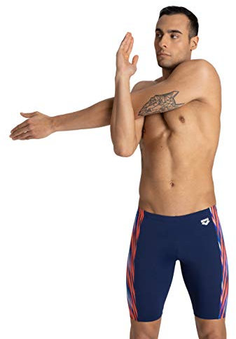 Arena Speed Stripes MaxLife Jammer - Costume da Bagno da Uomo, Uomo, Costume a Slip, 003611, Blu Navy-Multi Rosso, 22