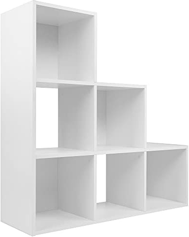 Charles Jacobs White 3 Level 6 Cube Shelving Unit - No Fabric Drawers