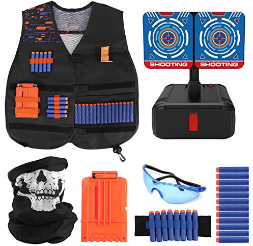 Joyhoop Táctico para Niños, Kit de Chaleco Táctico para Pistolas Nerf N-Strike Elite Juguetes Niños 3 ＋ Años, Regalos para Niñoss. (Extra con Objetivo de Tiro Eléctrico)