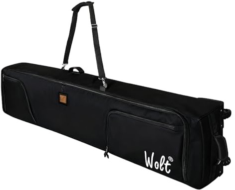 WOLT Rolling Ski Bag - Padded Snowboard Bag Carrier with Wheels for Air Travel, fit to Double Pairs of Skis up to 175 or 190 cm