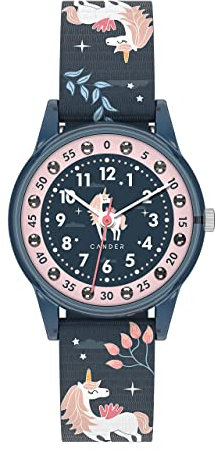 Cander Berlin MNA 4030 M Kinderarmbanduhr 3 ATM wasserdicht Armbanduhr Jungen Mädchen Lernuhr analog türkis Einhorn