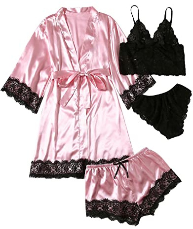 Nuisette Et Peignoir Femme Ensemble, 2/3/4/5 Pièces, Robe Kimono, Robe De Chambre Bride, Chemise Nuit, Robes De Chambre, Chemise, Sexy, Doux, pour Le Mariage, Saint Valentin