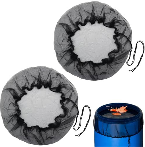 KtbeYTi 2 Pièces Filets de Citernes de Pluie avec Cordon De Serrage 80 cm Récupérateur Eau de Pluie Protection Contre Les Feuilles, Les moustiques