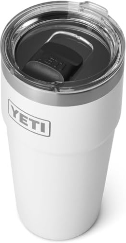 YETI Rambler Cup, Vacuum Insulated Stainless Steel Stackable Cup with Magslider Lid, White, 20 oz (591 ml)