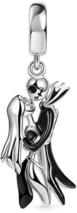 Wedanor Damen Skull and the Ghost of Christmas Dangle Anhänger für Armband 925 Sterling Silber Geburtsstein Charms Beads passend für Armband