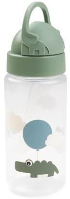 Done by Deer Happy Clouds Water Bottle with Straw Green