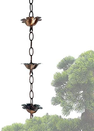 Regenkette Hausgarten-Bauernhof-Regenketten, Trennbare, Anschließbare Fallrohr-Regenkette für Dachrinnen, Rustikaler Terrassen-Regenfänger Als Gartendekoration, 3,3 Fuß/8,5 Fuß(Style2,100cm(3.3ft))
