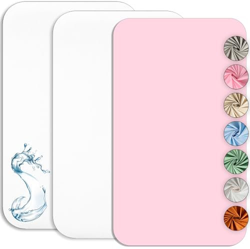 Lovely Hippo 2 Sábanas Bajeras 80x160 cm 100% Algodon + 1 Protector de Colchón Impermeable - Ropa de Cuna Lote de 3 - Sábana 80x160 Compatible Cama Montessori 80x160 (Blanco/Rosa, 80 x 160 cm)