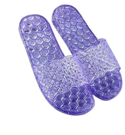 Claquettes Femme Pantoufles rétro transparentes for femmes, chaussures de douche en plastique antidérapantes, sandales à fond souple for la maison, pantoufles d'intérieur et d'extérieur Chaussons de D