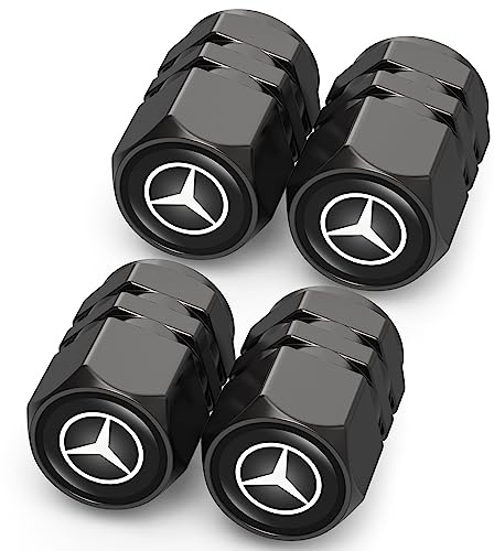 4 Stück Reifen Ventilkappen für Mercedes Benz C E S M Serie CLK GLK GL AB GLS GLE AMG,Ventilkappen mit Dichtung für stabilen Reifendruck, Autoventil Kappe