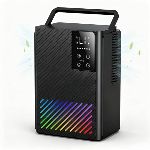 Dehumidifiers for Home, 2.5L Portable Dehumidifier for Bedroom Bathroom with Auto Shut Off, Auto Defrost, 7 Colorful LED, Sleep Mode Quiet Small Dehumidifier for Room, Wardrobe, Closet, RV, Garage