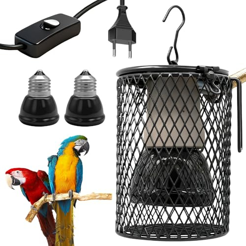 Wxeadu Lampe Chauffante Reptile avec Protection, 2 Pièces 50 W E27 Lampe Chauffante Terrarium en Céramique, SuspenduLampe Chauffante Tortue, pour Tortue, Serpent, Lézard, Oiseaux