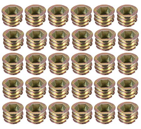 sourcing map Écrous Fileté Insert Vis Zinc Alliage Hex Prise M8 Filetage Interne 10mm Long Pour Meuble Bois 30pc