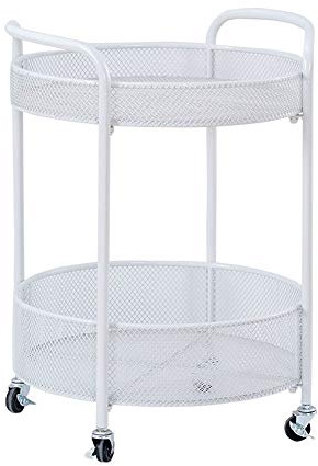 Xyanzi Carrito de Sevicio Carro rodante redondo, carro de malla de metal de 2 niveles, estilos italianos Mesa auxiliar móvil, Mesa de centro de la camisa de la despensa de almacenamiento con ruedas co