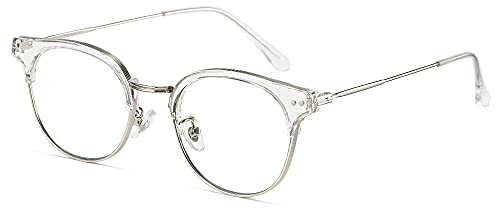 Cyxus Occhiali Luce Blu Donna Uomo Montature Leggero TR90 Sopracciglia Occhi di Gatto Occhiali Anti Mal di Testa Affaticamento Degli Occhi（Argento）