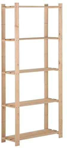 vidaXL Kiefernholz Massiv Lagerregal mit 5 Böden Standregal Haushaltsregal Küchenregal Holzregal Kellerregal Schwerlastregal Regal 80x28,5x170cm