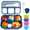 MaMix Bento Box for Kids, Lunch Box Kids, Lunch Containers for Adults,4 Compartment Leak-Proof with Sauce Snack Pot Cutlery (Blue)