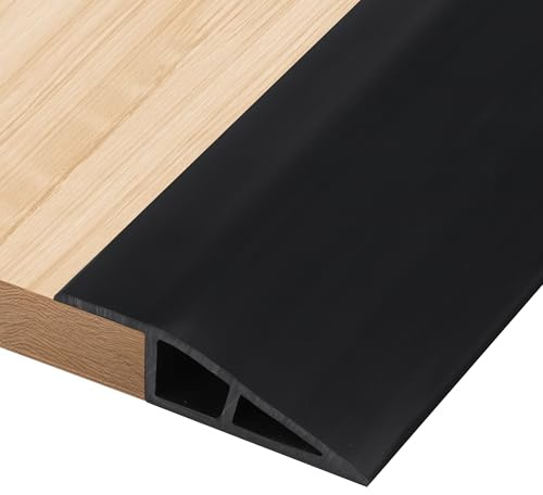 Zayejod 2M PVC Rubber Floor Threshold Transition Strip Self Adhesive 1.5cm | Door Floor Rubber Wheelchair Ramp, Laminate Butt Up Threshold-Moldings Trim for Doorways Floor Tile Edge Black