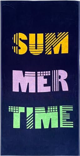 jilda-tex Strandtuch 90x180 cm Badetuch Strandlaken Handtuch 100% Baumwolle Velours Frottier Pflegeleicht (Summer Timer)