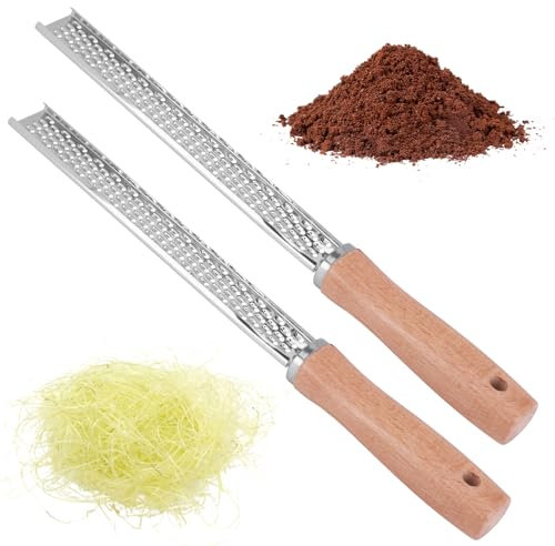 Rape À Fromage 2 Pièces, Rape Fromage En Acier Inoxydable Avec Manche En Bois De Hêtre, Rape À Fromage A Une Lame Tranchante Et Un Crochet Convient Aux Agrumes Au Fromage À Pâte Dure La Muscade