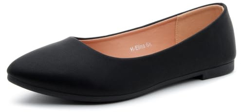 Herstyle Elina Women's Flats Pointed Toe Ballet Flat Shoes Comfortable Slip on Flats for Daily Wear, Ballerina Walking Flats, Black Flats for Work, Office and Party, Black, 7 UK