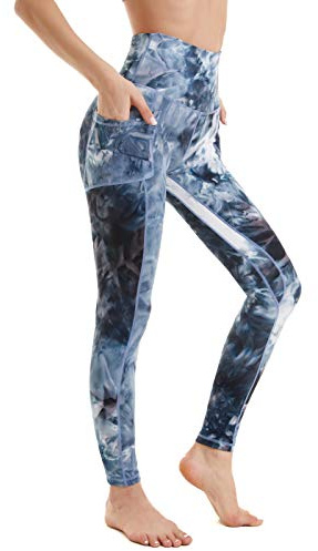 AMYTIS High Waist-gymleggings för kvinnor, stretchiga, mjuka yogabyxor för kvinnor, magkontroll, träning, löpning, leggings med fickor