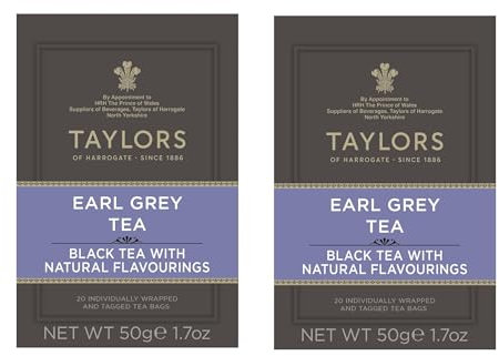 Taylors of Harrogate Earl Grey Tea, 20 Tea Bags (Pack of 2, Total 40 Tea Bags)